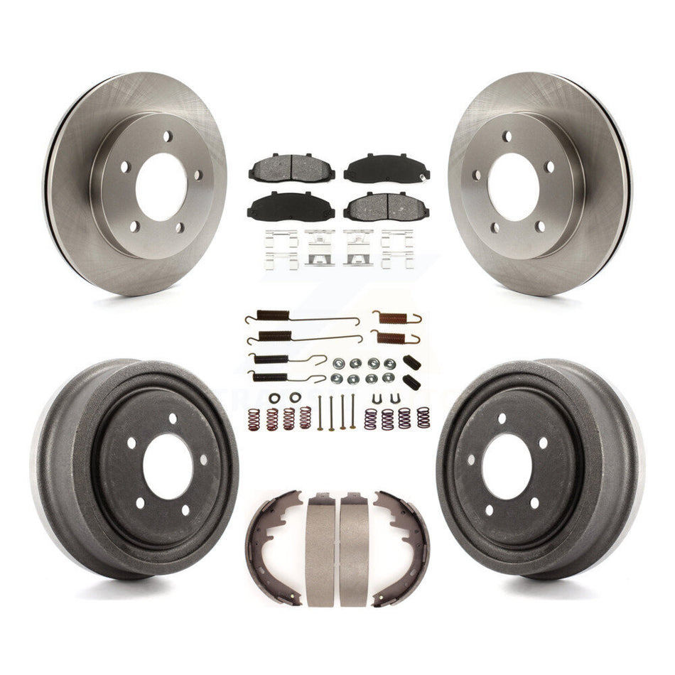 Front Rear Disc Brake Rotors Semi-Metallic Pads And Drum Kit (7Pc) For Ford F-150 4WD K8S-102034