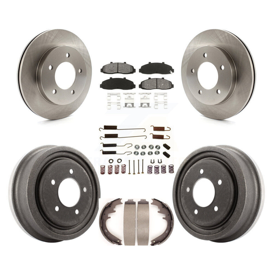 Front Rear Disc Brake Rotors Semi-Metallic Pads And Drum Kit (7Pc) For Ford F-150 4WD K8S-102034