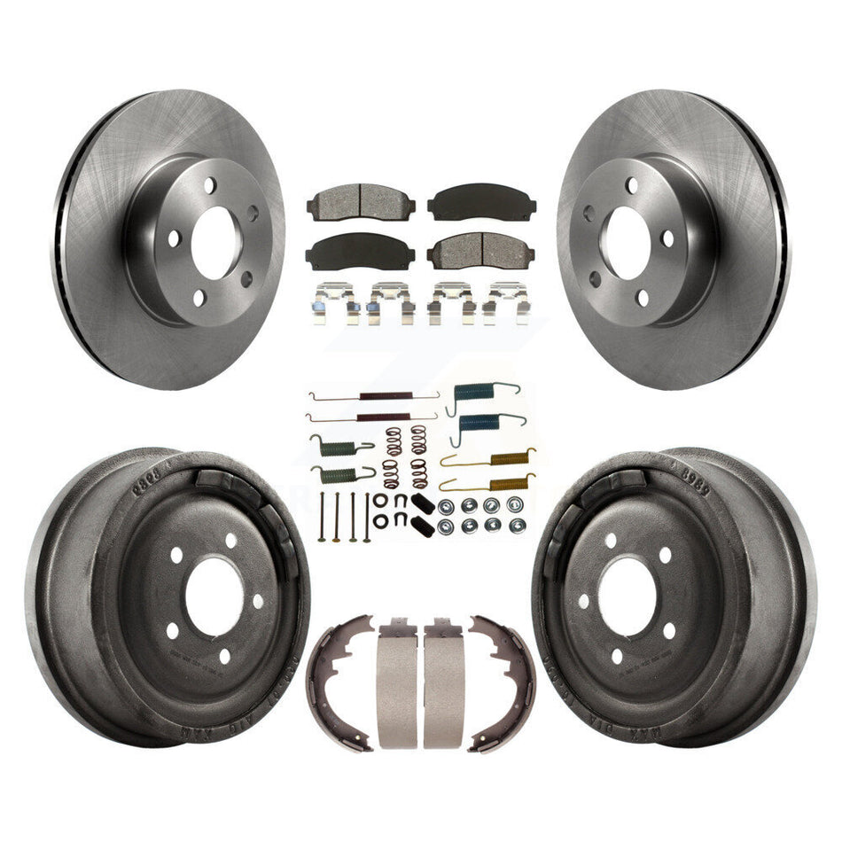 Front Rear Disc Brake Rotors Semi-Metallic Pads And Drum Kit (7Pc) For Ford Ranger Mazda B4000 With 10" Diameter K8S-102039
