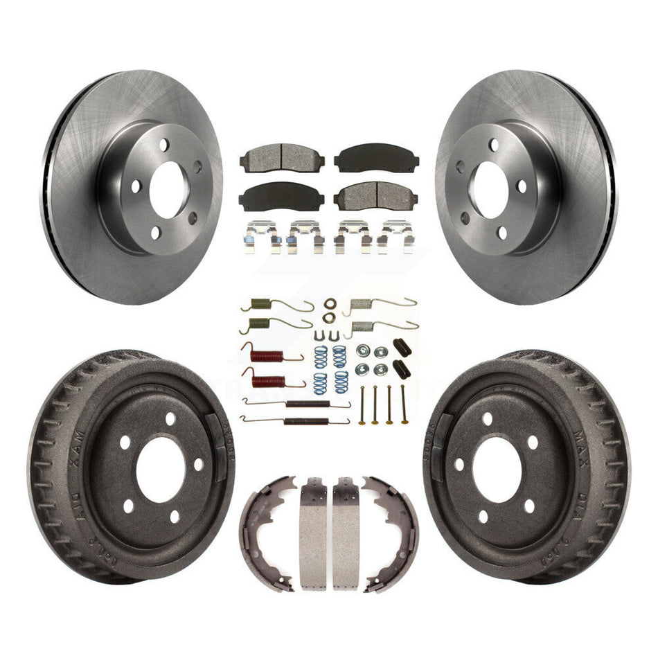 Front Rear Disc Brake Rotors Semi-Metallic Pads And Drum Kit (7Pc) For 2004-2009 Ford Ranger 4WD With 9" Diameter K8S-102040
