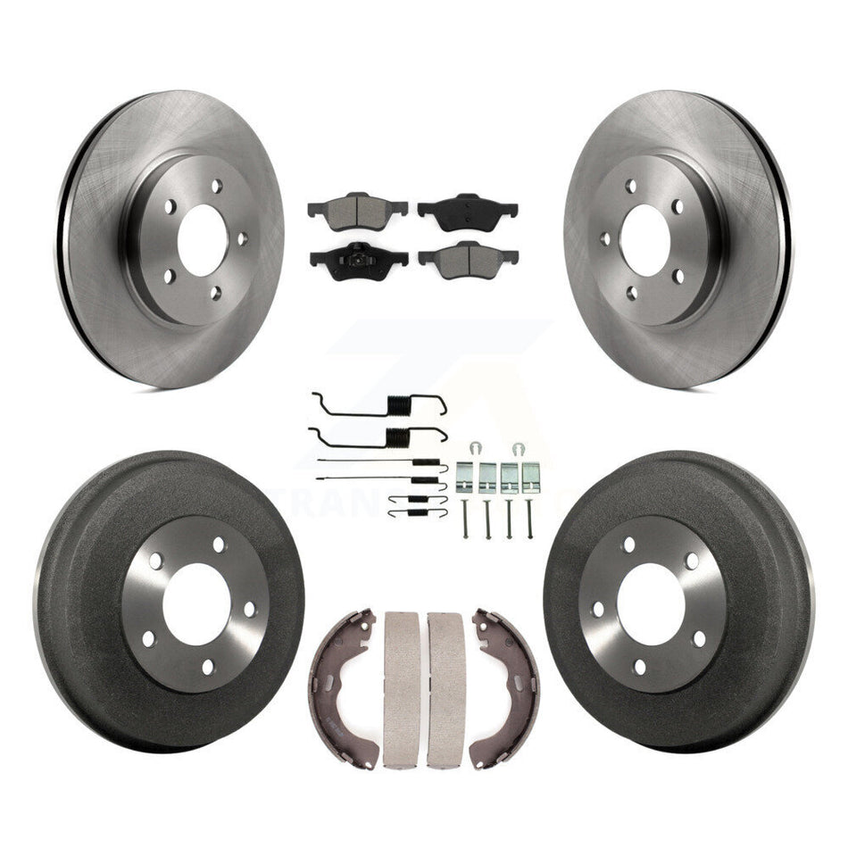 Front Rear Disc Brake Rotors Semi-Metallic Pads And Drum Kit (7Pc) For Ford Escape Mercury Mariner K8S-102041