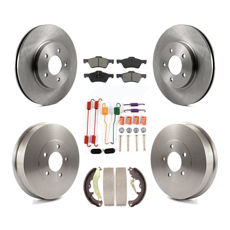 Front Rear Disc Brake Rotors Semi-Metallic Pads And Drum Kit (7Pc) For Ford Escape Mercury Mariner K8S-102043