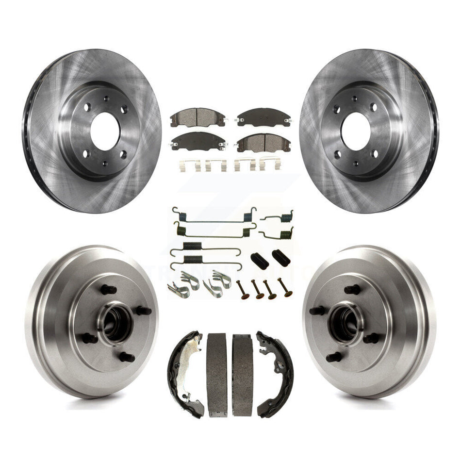 Front Rear Disc Brake Rotors Semi-Metallic Pads And Drum Kit (7Pc) For 2009-2011 Ford Focus K8S-102044