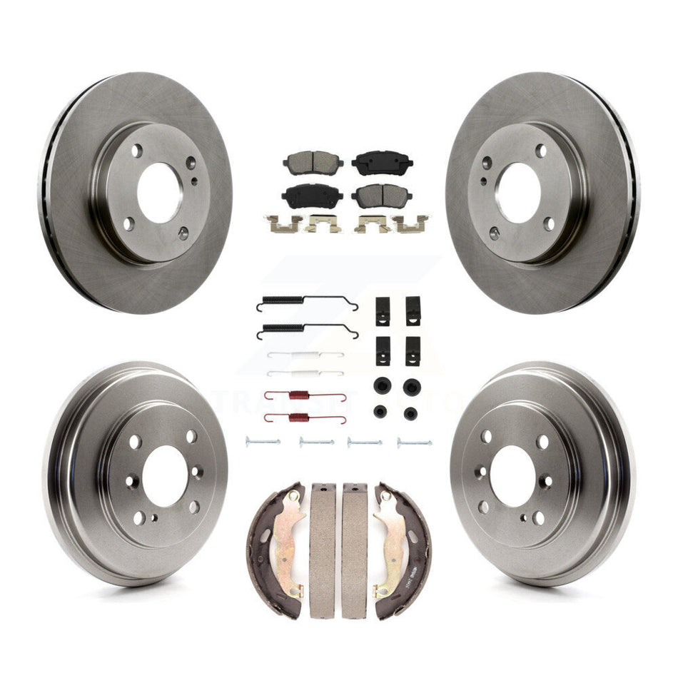 Front Rear Disc Brake Rotors Semi-Metallic Pads And Drum Kit (7Pc) For Ford Fiesta K8S-102046