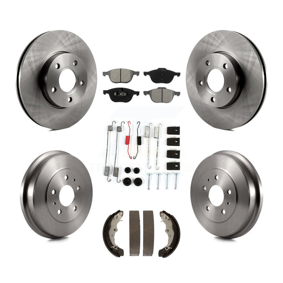 Front Rear Disc Brake Rotors Semi-Metallic Pads And Drum Kit (7Pc) For Ford Focus FMSI=1004 K8S-102047