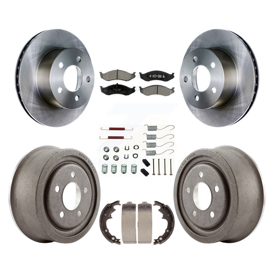 Front Rear Disc Brake Rotors Semi-Metallic Pads And Drum Kit (7Pc) For Jeep Wrangler Cherokee K8S-102050
