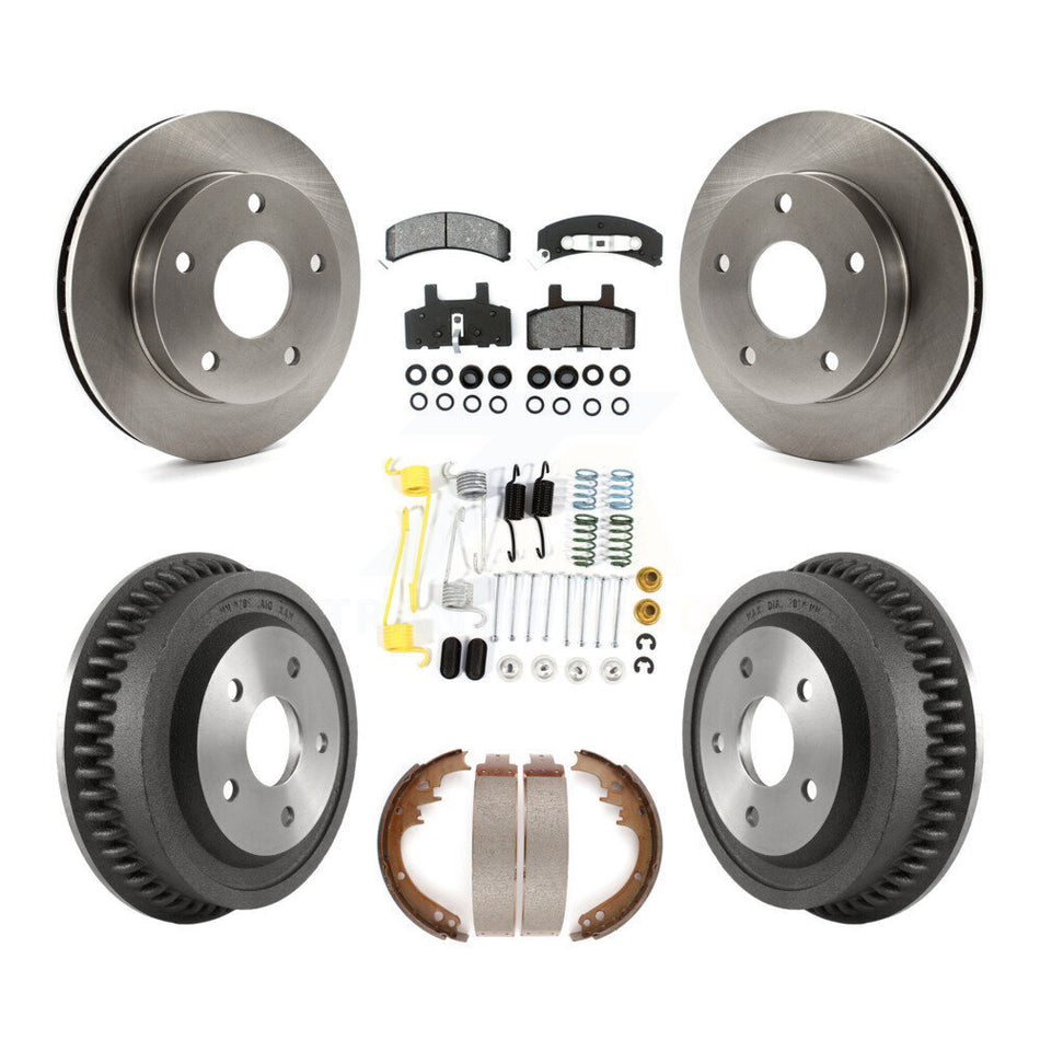 Front Rear Disc Brake Rotors Semi-Metallic Pads And Drum Kit (7Pc) For 1994-1999 Dodge Ram 1500 4WD K8S-102051