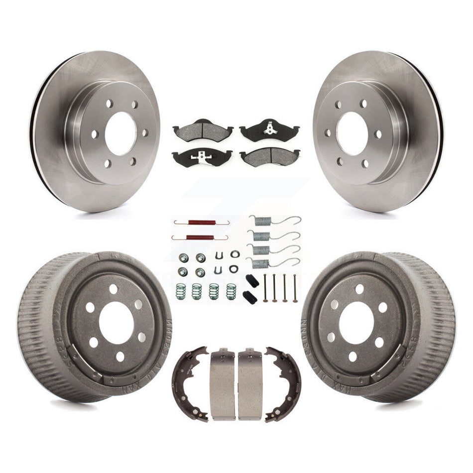Front Rear Disc Brake Rotors Semi-Metallic Pads And Drum Kit (7Pc) For 1999 Dodge Dakota With 9" Diameter K8S-102055