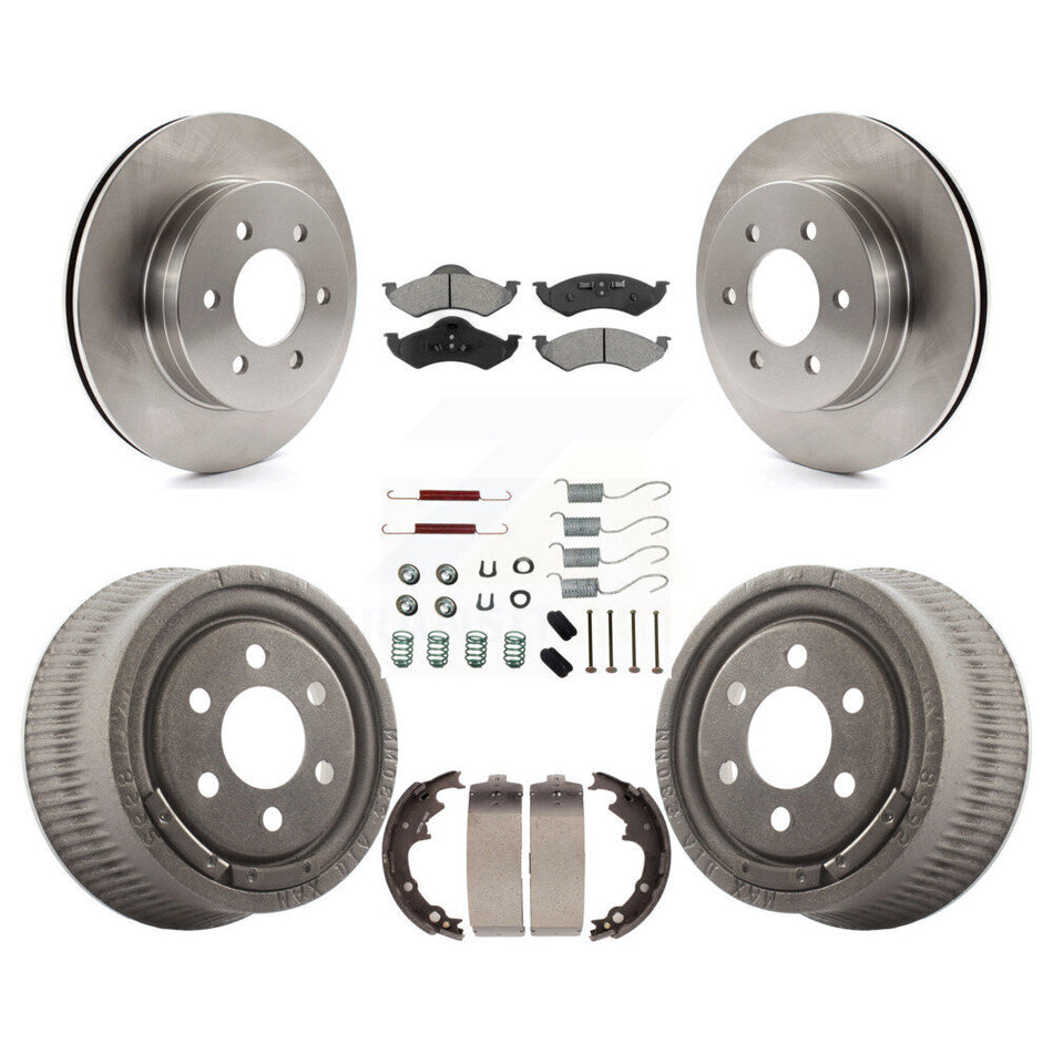 Front Rear Disc Brake Rotors Semi-Metallic Pads And Drum Kit (7Pc) For 2000-2002 Dodge Dakota With 9" Diameter K8S-102056