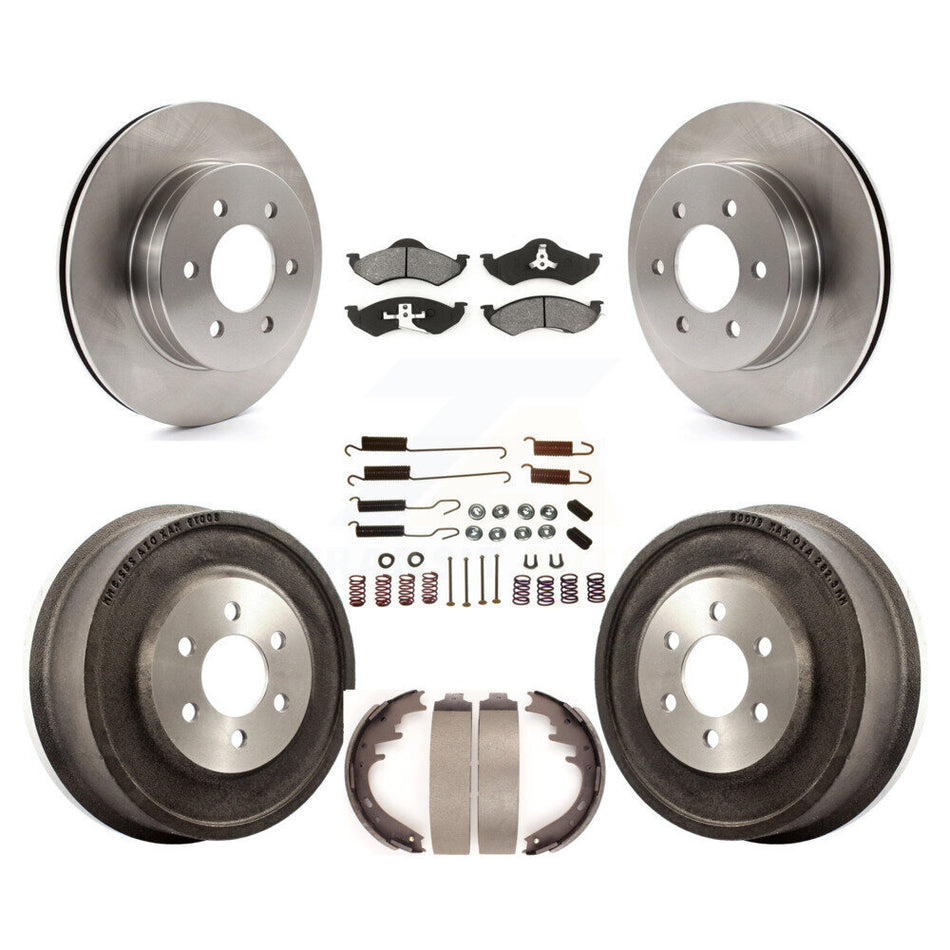 Front Rear Disc Brake Rotors Semi-Metallic Pads And Drum Kit (7Pc) For 1998-1999 Dodge Durango K8S-102057