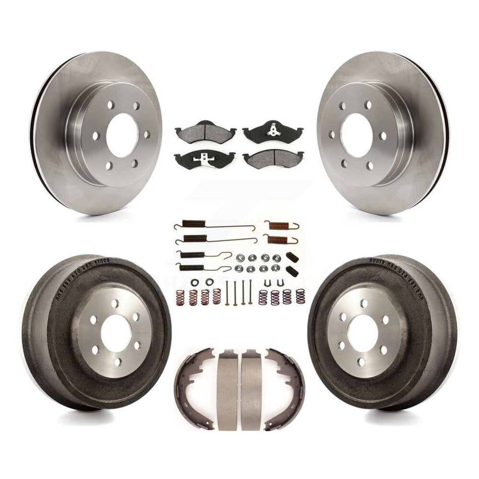 Front Rear Disc Brake Rotors Semi-Metallic Pads And Drum Kit (7Pc) For 1998-1999 Dodge Durango K8S-102057
