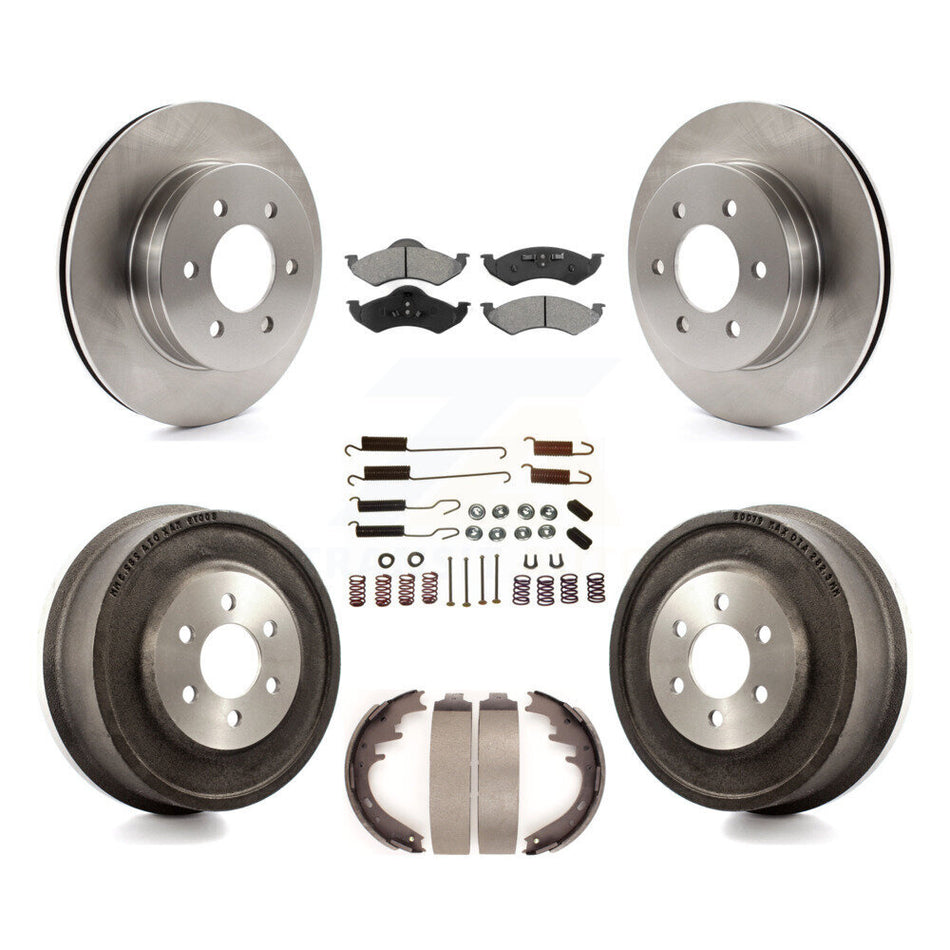Front Rear Disc Brake Rotors Semi-Metallic Pads And Drum Kit (7Pc) For 2000-2002 Dodge Dakota Durango K8S-102058