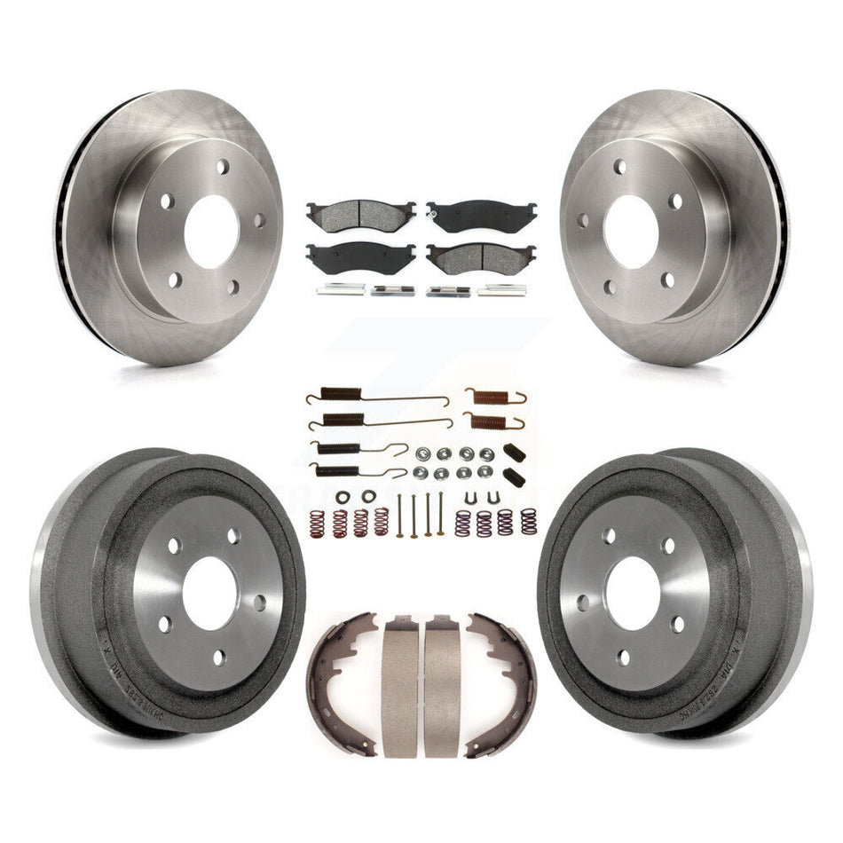 Front Rear Disc Brake Rotors Semi-Metallic Pads And Drum Kit (7Pc) For 2000-2001 Dodge Ram 1500 4WD K8S-102060