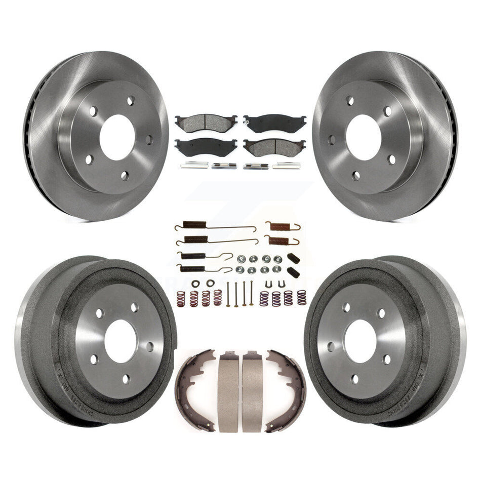 Front Rear Disc Brake Rotors Semi-Metallic Pads And Drum Kit (7Pc) For 2000-2001 Dodge Ram 1500 RWD K8S-102061