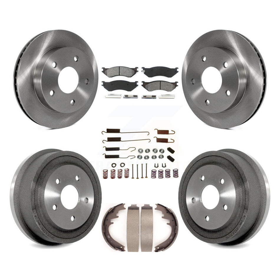 Front Rear Disc Brake Rotors Semi-Metallic Pads And Drum Kit (7Pc) For 2000-2001 Dodge Ram 1500 RWD K8S-102061