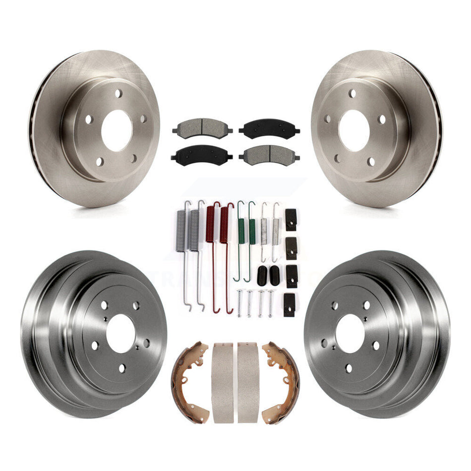 Front Rear Disc Brake Rotors Semi-Metallic Pads And Drum Kit (7Pc) For Dakota Dodge Ram Mitsubishi Raider K8S-102070