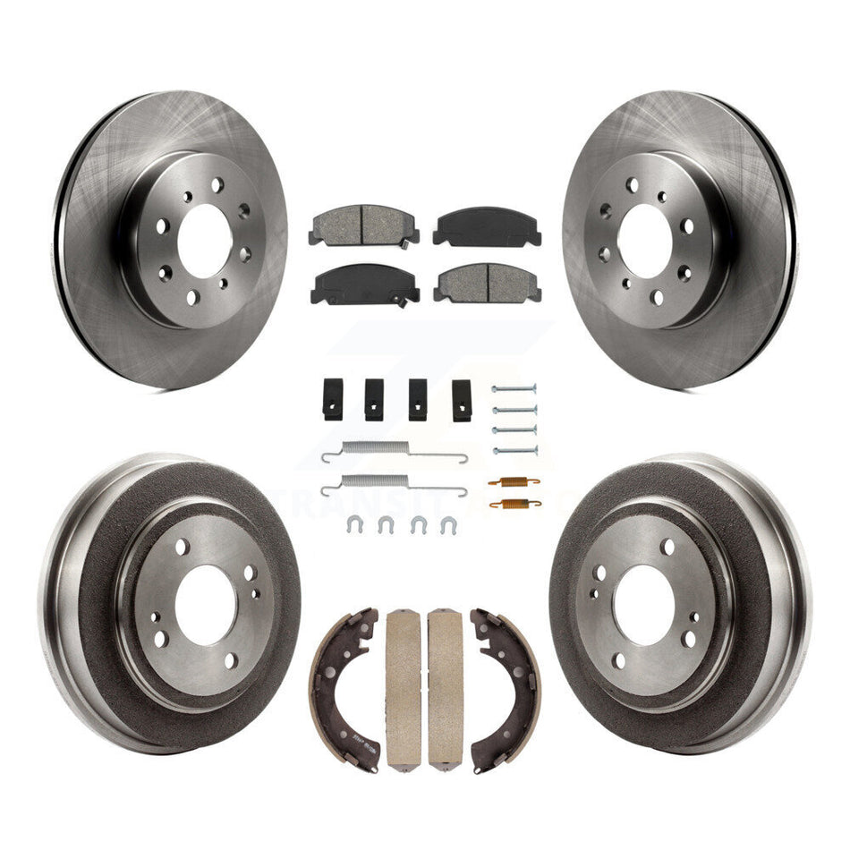 Front Rear Disc Brake Rotors Semi-Metallic Pads And Drum Kit (7Pc) For 1997 Honda Civic LX with 4-Wheel ABS K8S-102081
