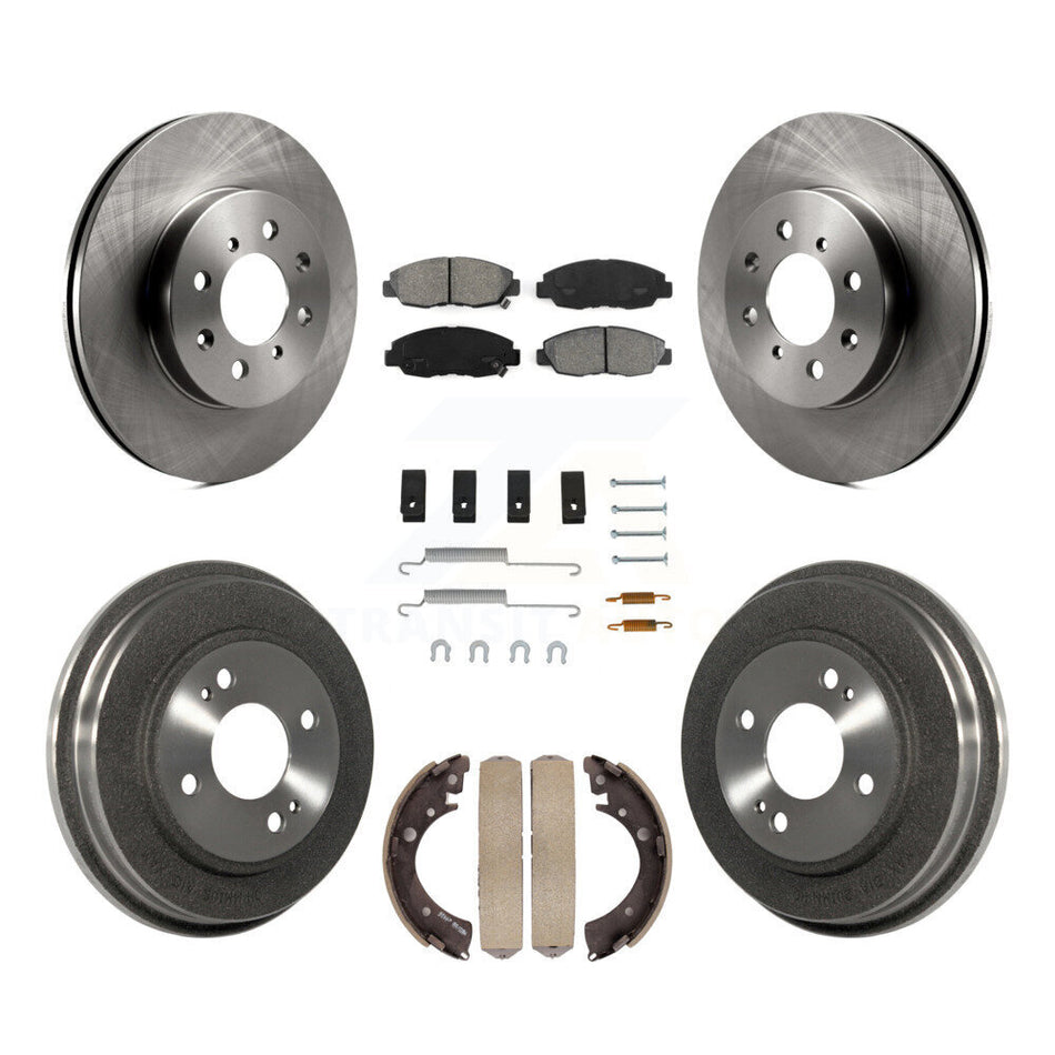 Front Rear Disc Brake Rotors Semi-Metallic Pads And Drum Kit (7Pc) For Honda Civic K8S-102087