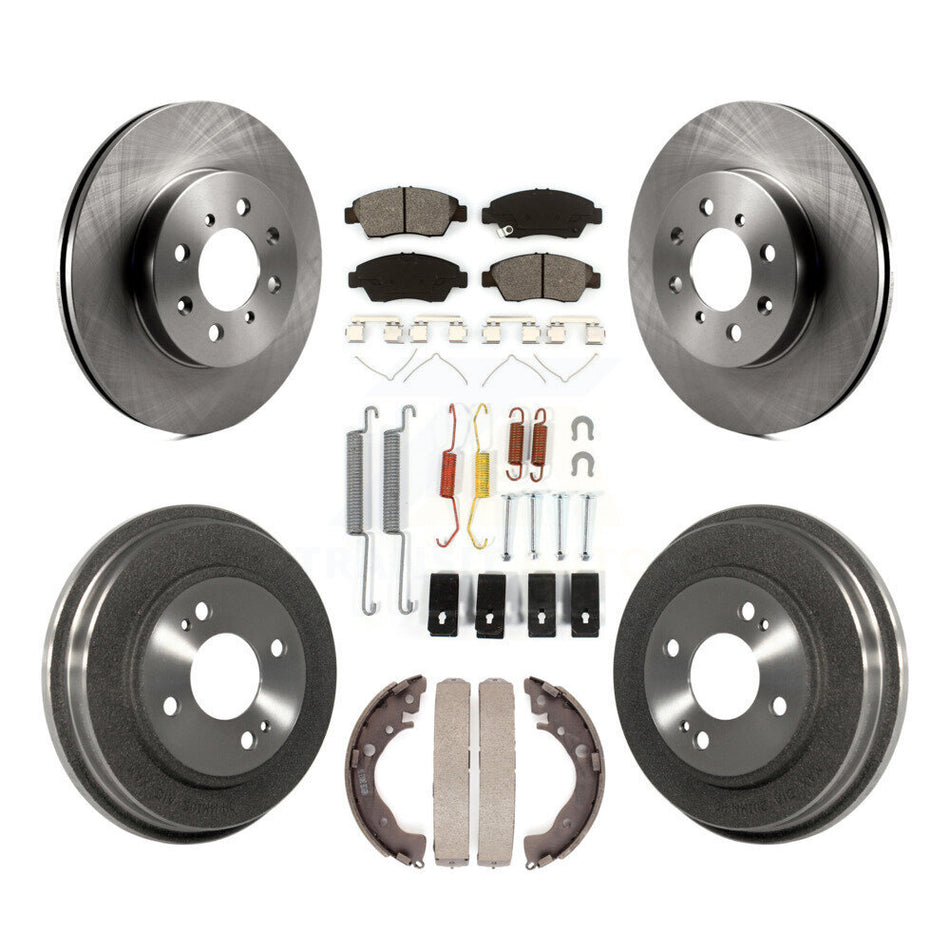 Front Rear Disc Brake Rotors Semi-Metallic Pads And Drum Kit (7Pc) For Honda Fit K8S-102088