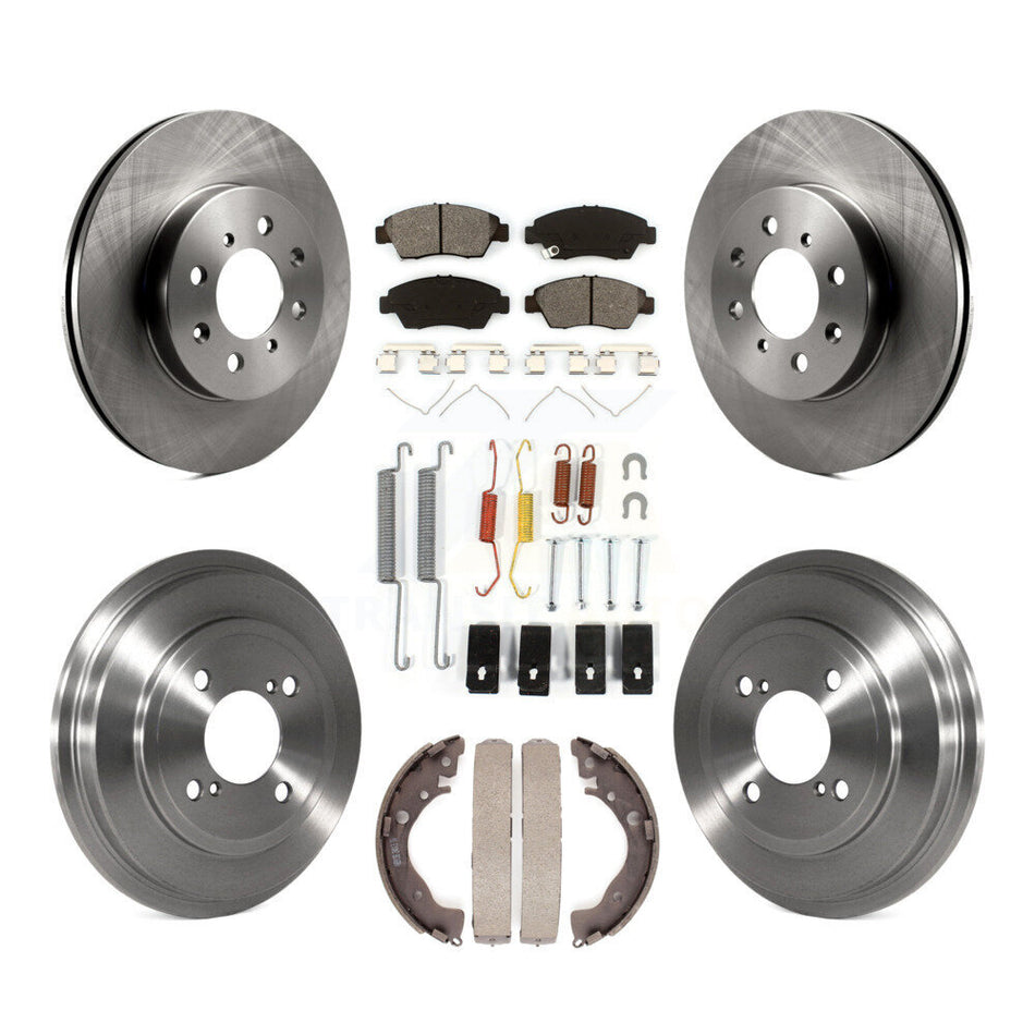 Front Rear Disc Brake Rotors Semi-Metallic Pads And Drum Kit (7Pc) For 2013 Honda Fit DX with GAS engine K8S-102089