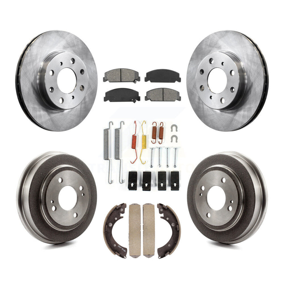Front Rear Disc Brake Rotors Semi-Metallic Pads And Drum Kit (7Pc) For Honda Civic K8S-102091