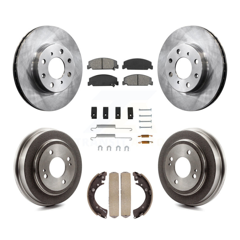Front Rear Disc Brake Rotors Semi-Metallic Pads And Drum Kit (7Pc) For Honda Civic K8S-102092