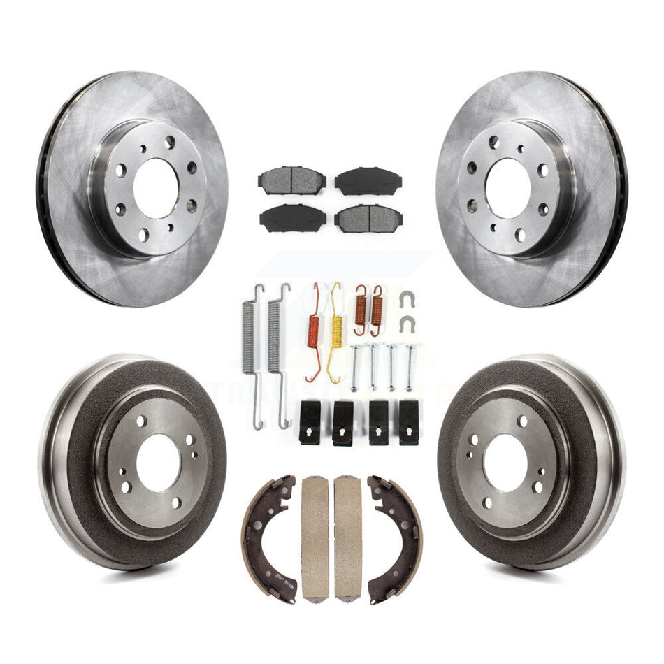 Front Rear Disc Brake Rotors Semi-Metallic Pads And Drum Kit (7Pc) For 1994-1995 Honda Civic EX with Sedan Automatic transmission Non-ABS K8S-102094