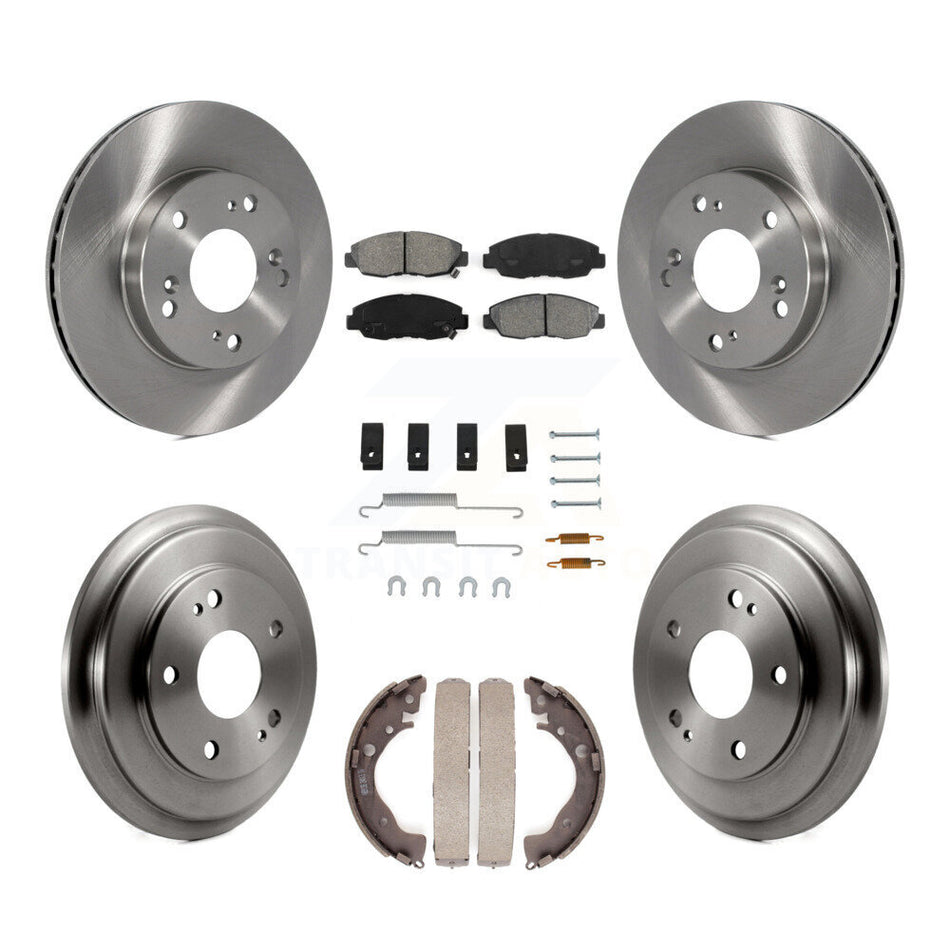 Front Rear Disc Brake Rotors Semi-Metallic Pads And Drum Kit (7Pc) For Honda Civic K8S-102143
