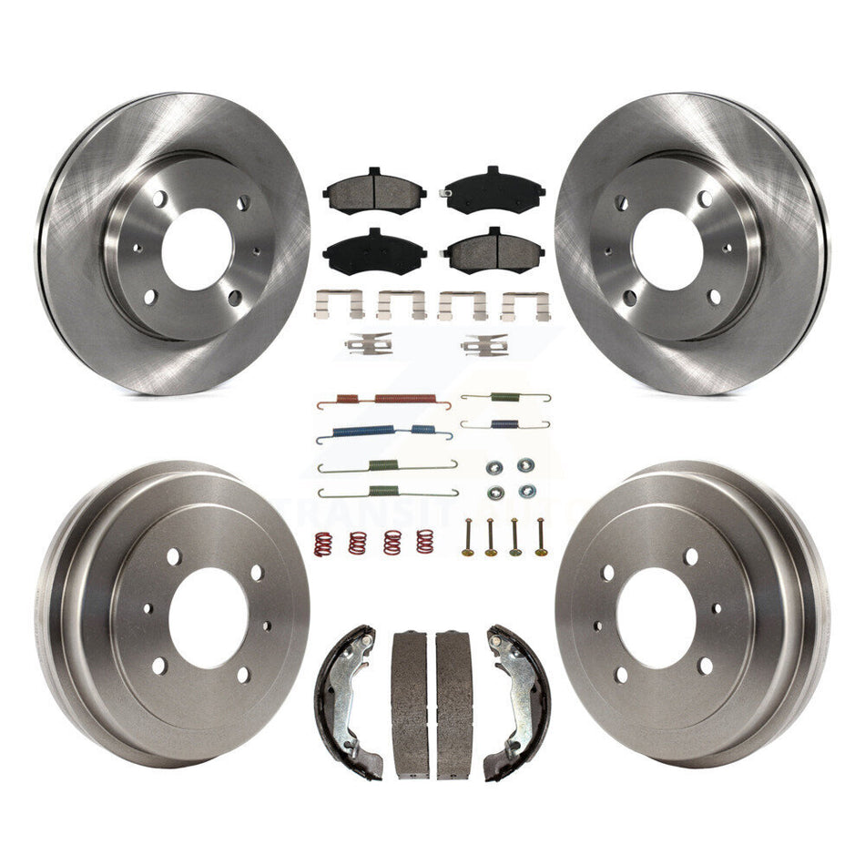 Front Rear Disc Brake Rotors Semi-Metallic Pads And Drum Kit (7Pc) For Hyundai Elantra rear brakes K8S-102149