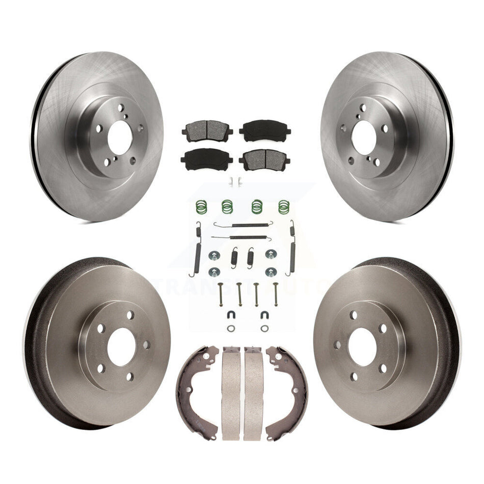 Front Rear Disc Brake Rotors Semi-Metallic Pads And Drum Kit (7Pc) For Subaru Impreza WRX K8S-102150