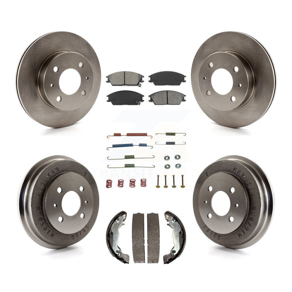 Front Rear Disc Brake Rotors Semi-Metallic Pads And Drum Kit (7Pc) For 2003-2005 Hyundai Accent K8S-102154