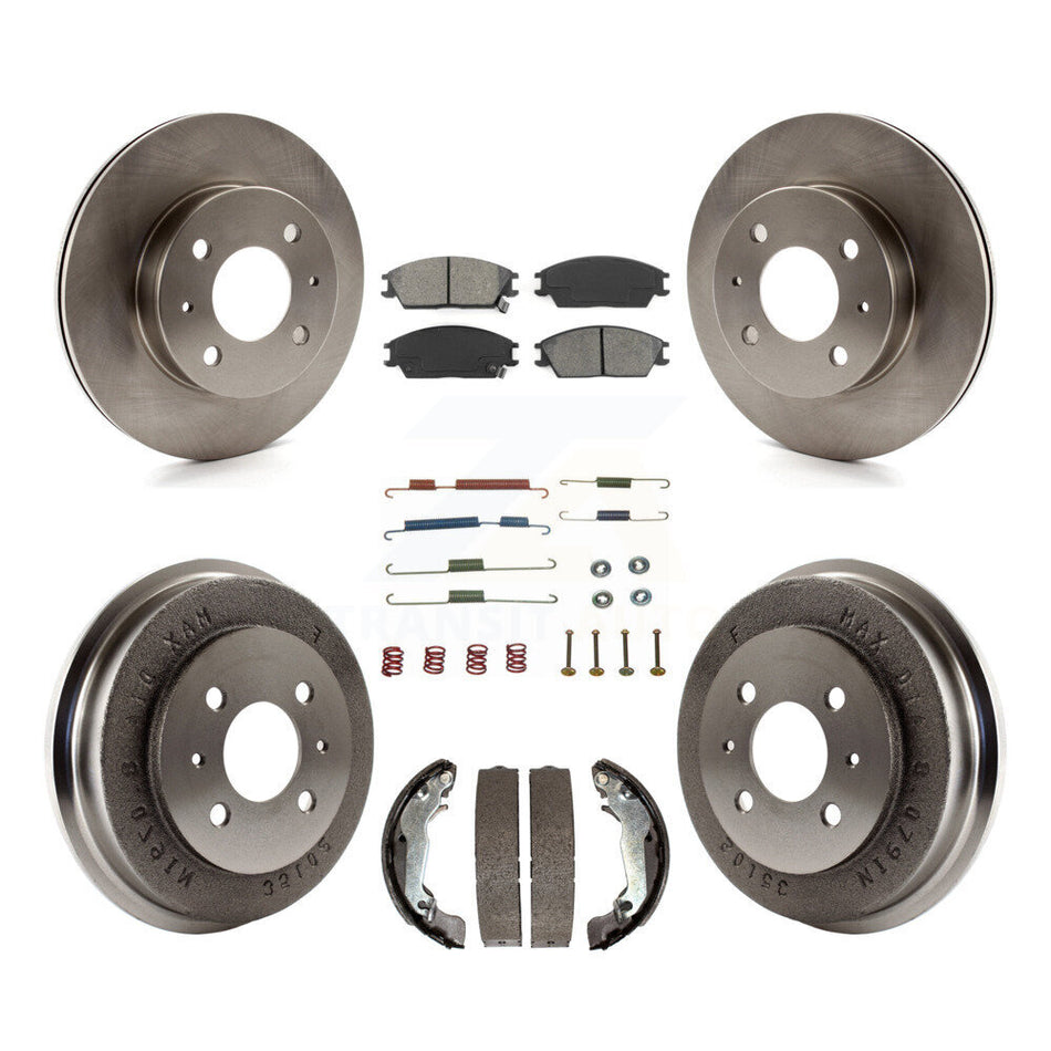 Front Rear Disc Brake Rotors Semi-Metallic Pads And Drum Kit (7Pc) For 2003-2005 Hyundai Accent K8S-102154