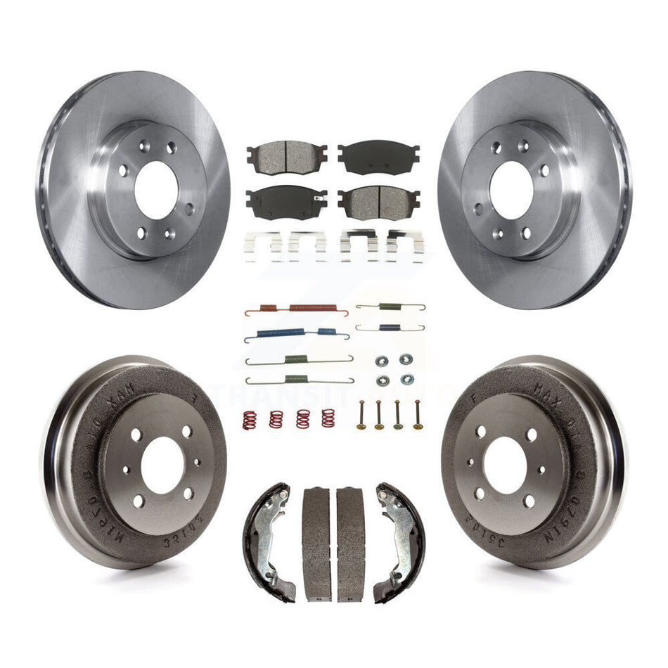 Front Rear Disc Brake Rotors Semi-Metallic Pads And Drum Kit (7Pc) For 2006 Hyundai Accent Sedan To 09 30 05 K8S-102160