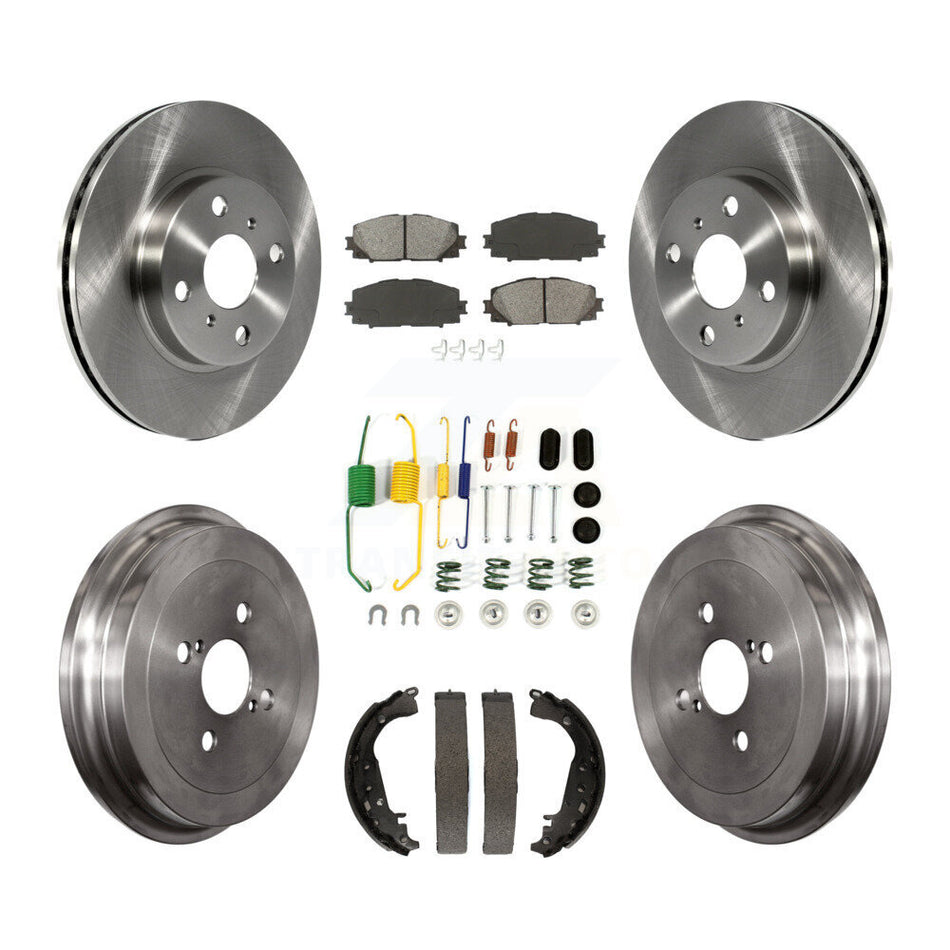 Front Rear Disc Brake Rotors Semi-Metallic Pads And Drum Kit (7Pc) For Toyota Yaris K8S-102162