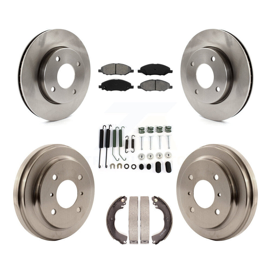 Front Rear Disc Brake Rotors Semi-Metallic Pads And Drum Kit (7Pc) For 2009-2011 Nissan Versa 1.6L K8S-102166
