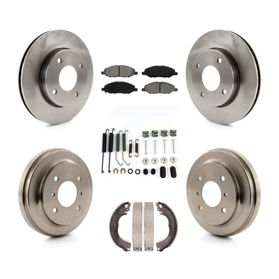 Front Rear Disc Brake Rotors Semi-Metallic Pads And Drum Kit (7Pc) For 2009-2011 Nissan Versa 1.6L K8S-102166
