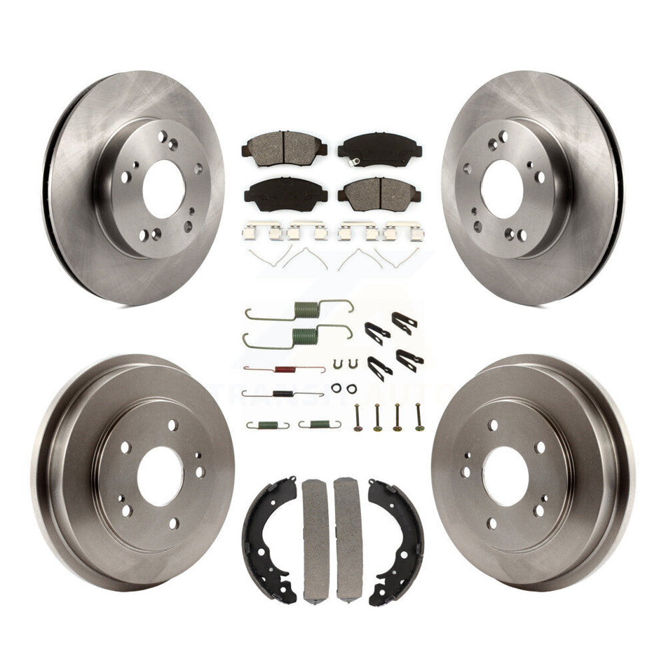 Front Rear Disc Brake Rotors Semi-Metallic Pads And Drum Kit (7Pc) For Honda Civic K8S-102167