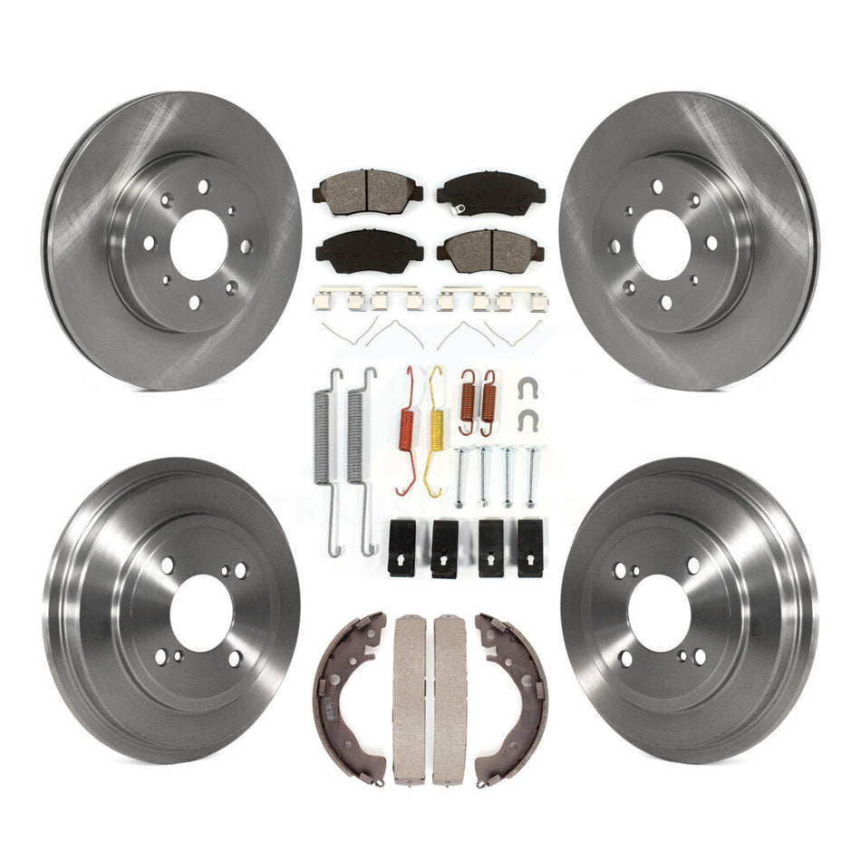Front Rear Disc Brake Rotors Semi-Metallic Pads And Drum Kit (7Pc) For 2015-2020 Honda Fit K8S-102175