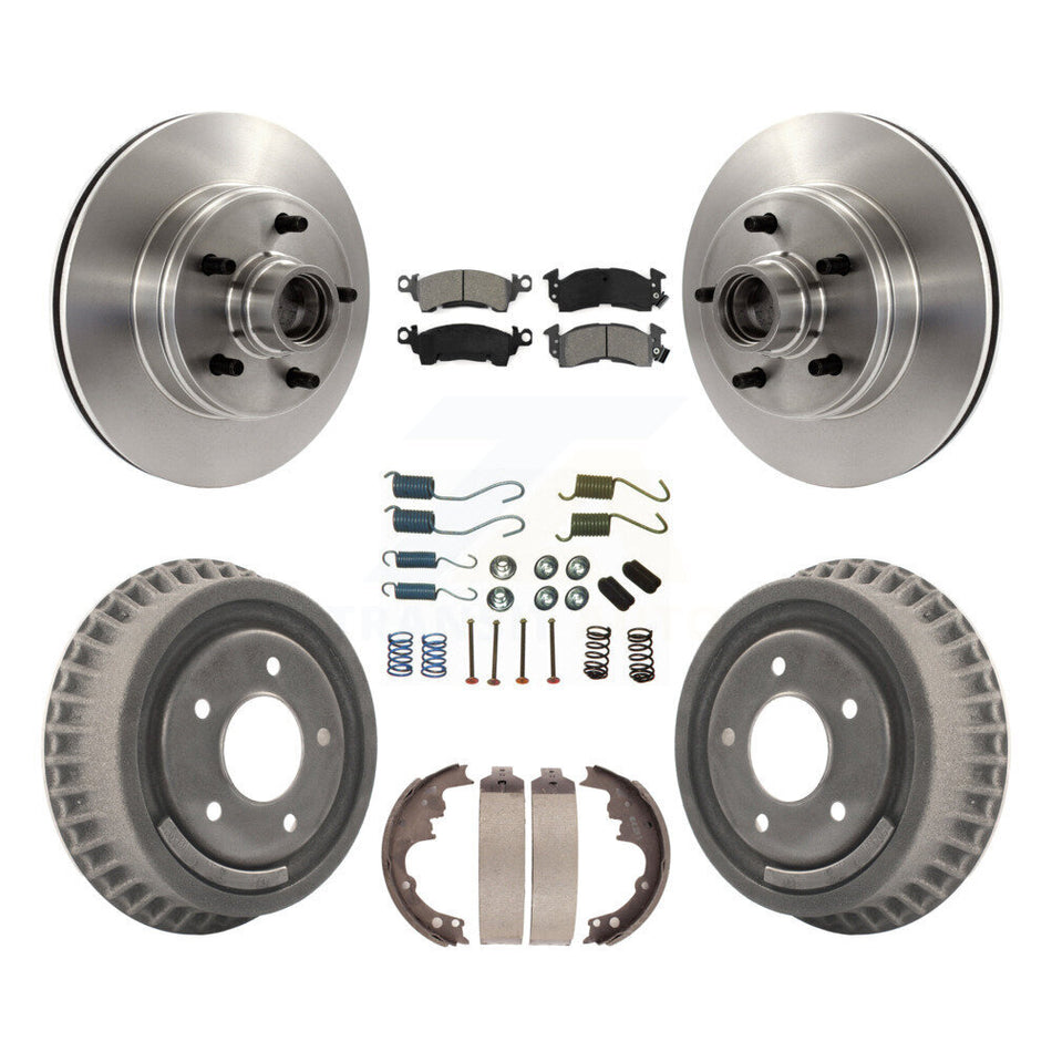 Front Rear Disc Brake Rotors Hub Assembly Semi-Metallic Pads And Drum Kit (7Pc) For Chevrolet Astro GMC Safari K8S-102179