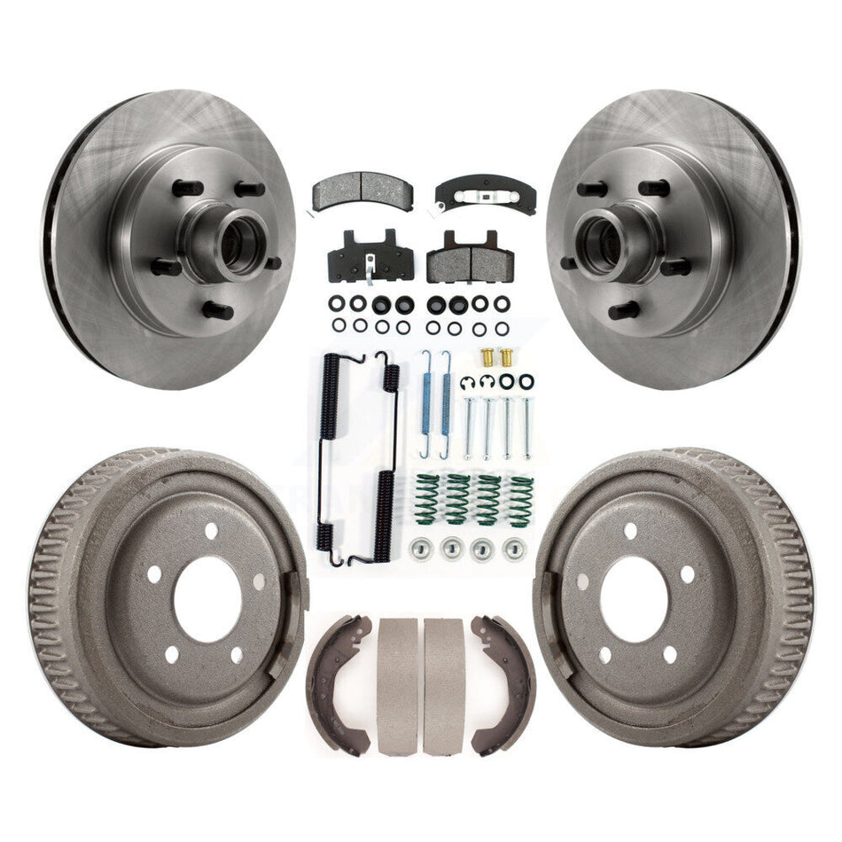 Front Rear Disc Brake Rotors Hub Assembly Semi-Metallic Pads And Drum Kit (7Pc) For GMC Yukon K8S-102181
