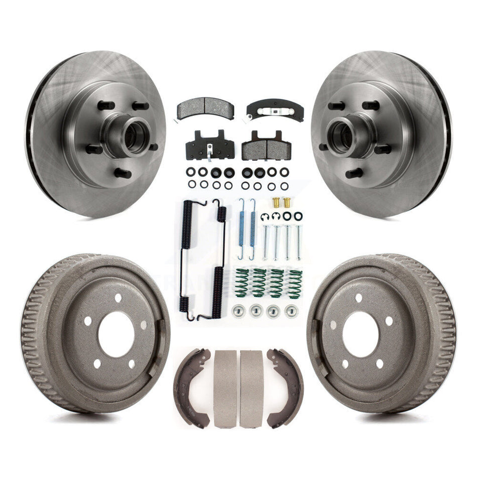 Front Rear Disc Brake Rotors Hub Assembly Semi-Metallic Pads And Drum Kit (7Pc) For GMC Yukon K8S-102181