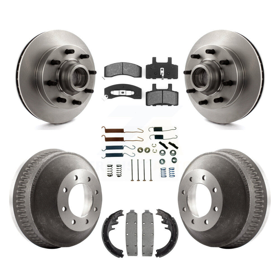 Front Rear Disc Brake Rotors Hub Assembly Semi-Metallic Pads And Drum Kit (7Pc) For Chevrolet C2500 C1500 Suburban GMC K8S-102185