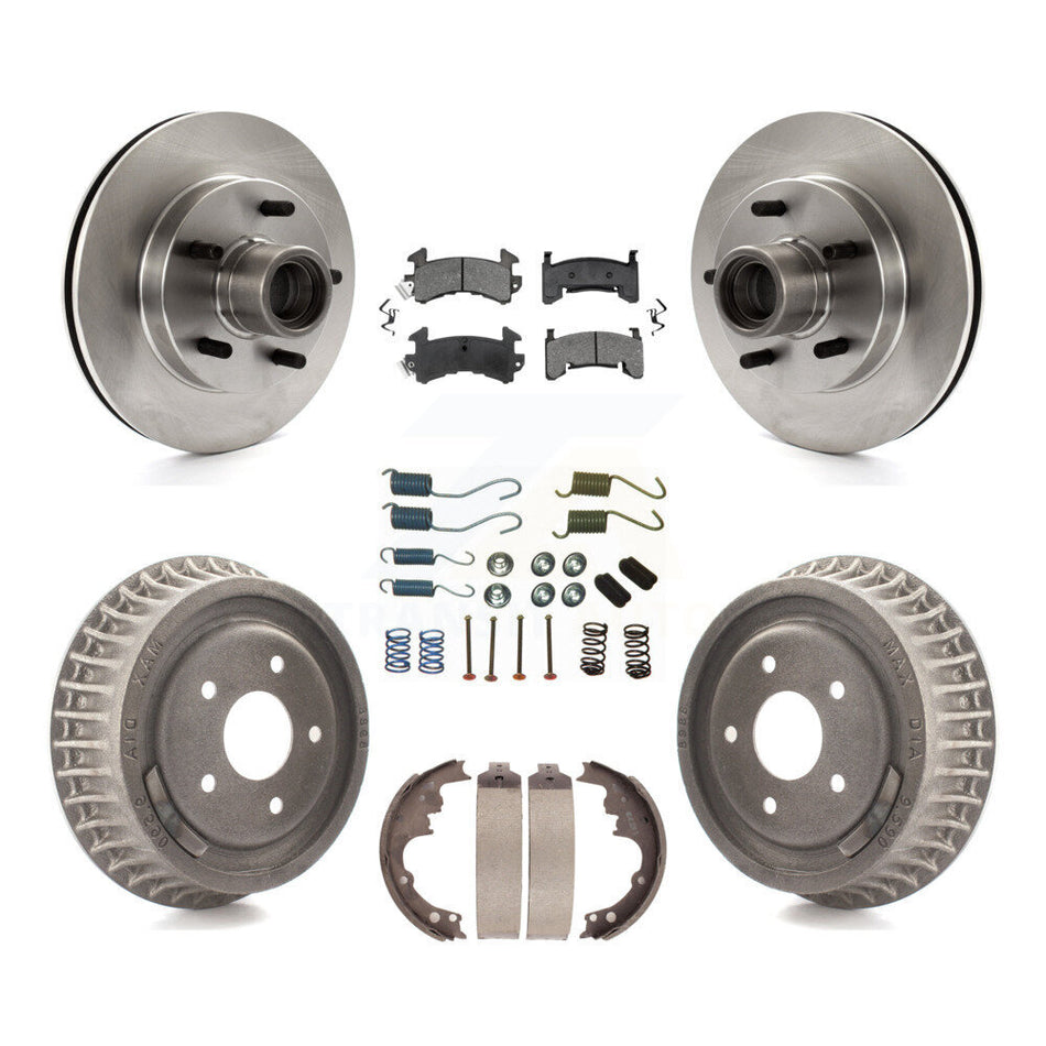 Front Rear Disc Brake Rotors Hub Assembly Semi-Metallic Pads And Drum Kit (7Pc) For Chevrolet S10 GMC Sonoma Blazer Jimmy Isuzu Hombre K8S-102187