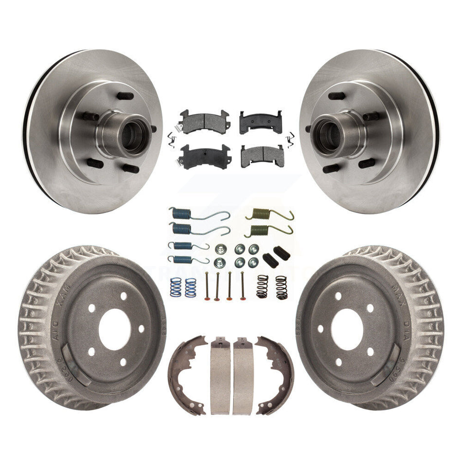 Front Rear Disc Brake Rotors Hub Assembly Semi-Metallic Pads And Drum Kit (7Pc) For Chevrolet S10 GMC Sonoma Blazer Jimmy Isuzu Hombre K8S-102187