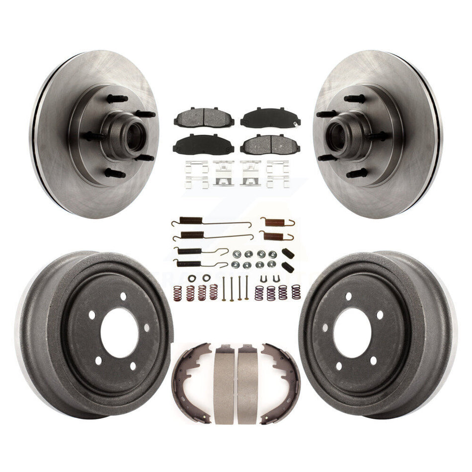 Front Rear Disc Brake Rotors Hub Assembly Semi-Metallic Pads And Drum Kit (7Pc) For Ford F-150 K8S-102206