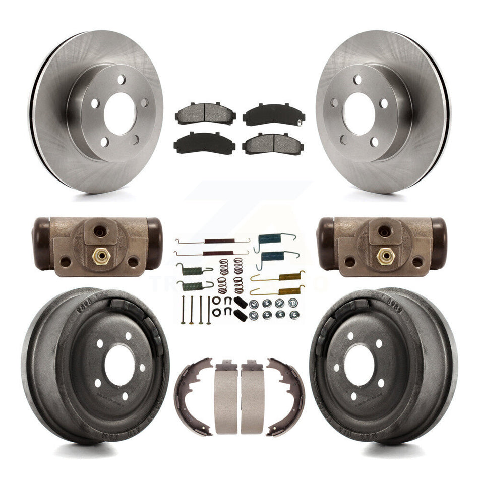 Front Rear Disc Brake Rotors Semi-Metallic Pads And Drum Kit (9Pc) For Ford Ranger Mazda B3000 B4000 With 10" Diameter 4WD K8S-102221