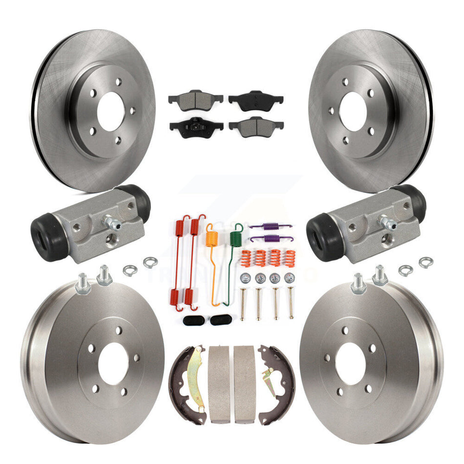 Front Rear Disc Brake Rotors Semi-Metallic Pads And Drum Kit (9Pc) For Ford Escape Mercury Mariner Mazda Tribute K8S-102223
