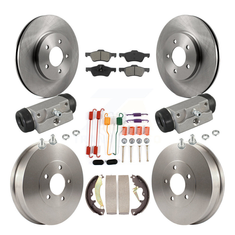 Front Rear Disc Brake Rotors Semi-Metallic Pads And Drum Kit (9Pc) For Ford Escape Mercury Mariner K8S-102224