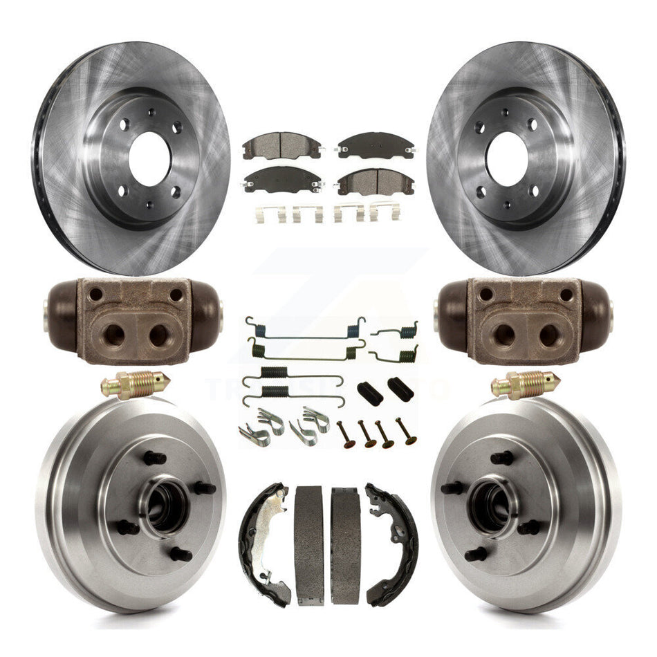 Front Rear Disc Brake Rotors Semi-Metallic Pads And Drum Kit (9Pc) For Ford Focus K8S-102225