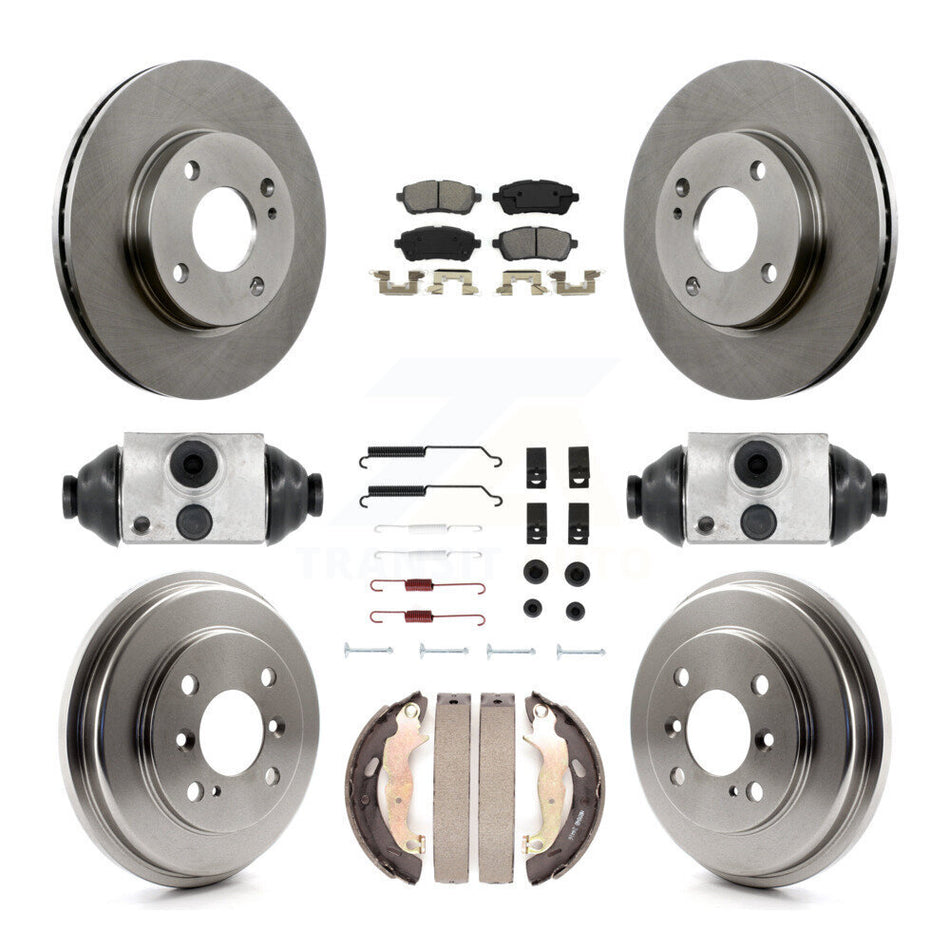 Front Rear Disc Brake Rotors Semi-Metallic Pads And Drum Kit (9Pc) For Ford Fiesta K8S-102227
